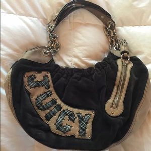 Authentic Juicy Couture Brown Velvet Leather Hobo